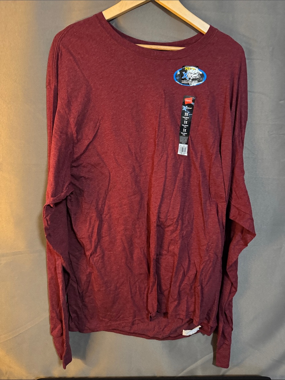 Hanes Long Sleeve Crewneck Shirt - Maroon